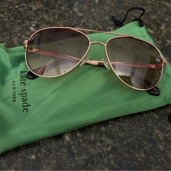 NEW Kate Spade Rose Gold Aviator Sunglasses